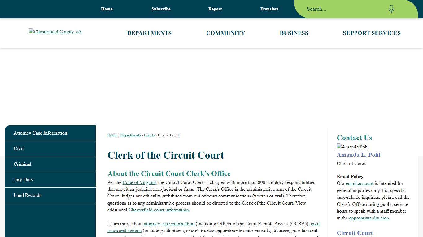 Clerk of the Circuit Court | Chesterfield County, VA