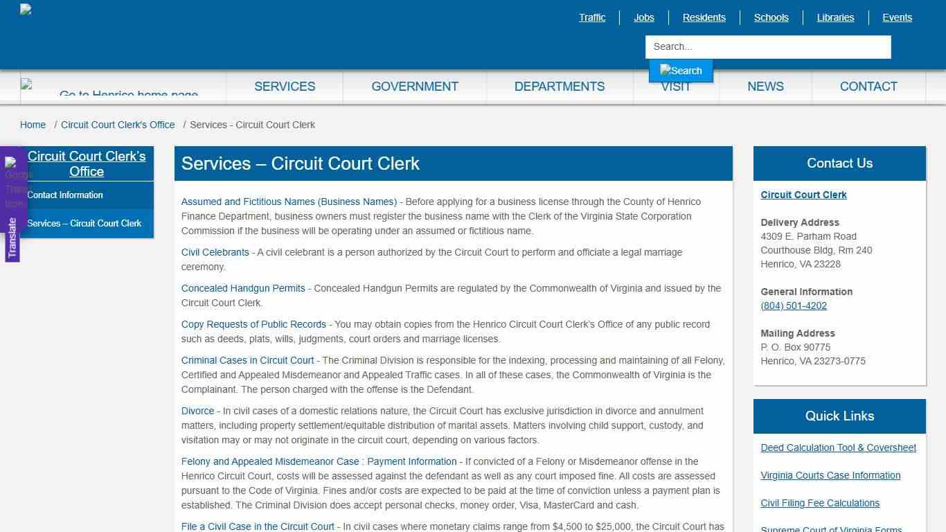 Services - Circuit Court Clerk » Henrico County, Virginia